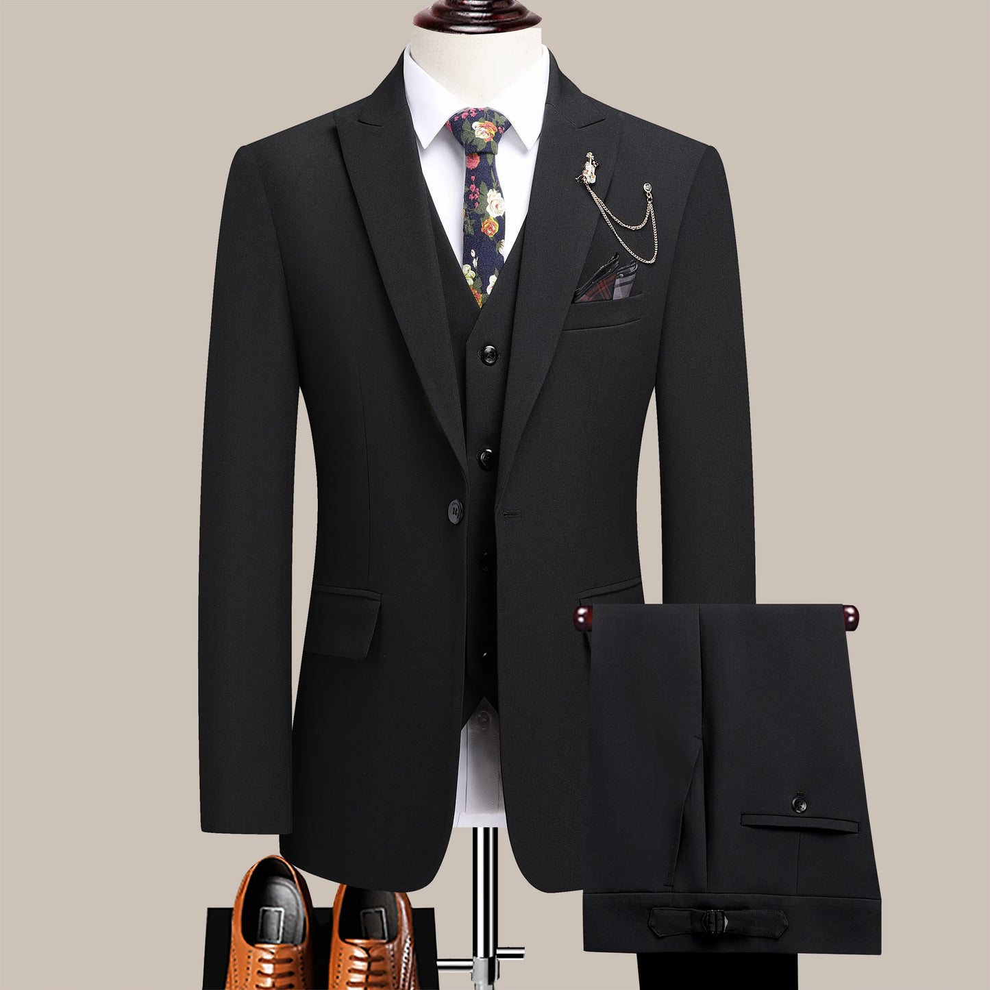The Latest Men's Three-Piece Suit with Notch Lapels and Adjustable Waistband, High-End Men's Suit for Weddings, Dinner Parties, Work, Business, and Casual Occasions, a Gift for Dad or Husband, Wedding Attire