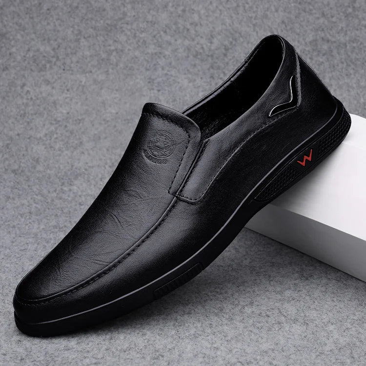 Men's Business Casual Shoes Handmade Layered Cowhide Rubber Bottom Leather Footwear for Office And Leisure