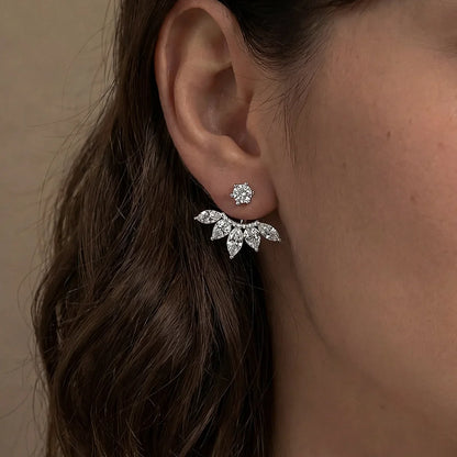 2 in 1 Pear Marquise Cut Moissanite Stud Earrings for Women S925 Silver Full Lab Diamond Dainty Pierced Ear Fine Jewelry
