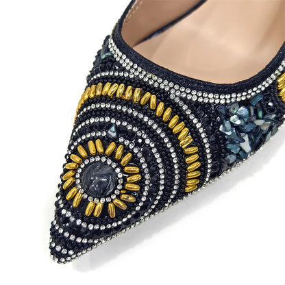 2025 Moda Mais Recente Chegada Laranja Ponta Fina Sandálias Femininas Sapatos com Bolsa Conjunto para Senhoras Festa de Casamento Salto