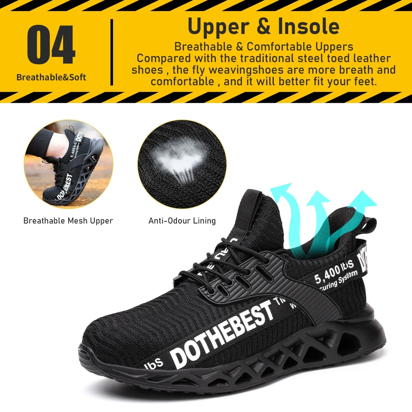Steel Toe Safety Shoes for Men Women Light Protective Work Sneaker Anti-puncture Work Shoes Unisex Coustruction Safety WorkBoots