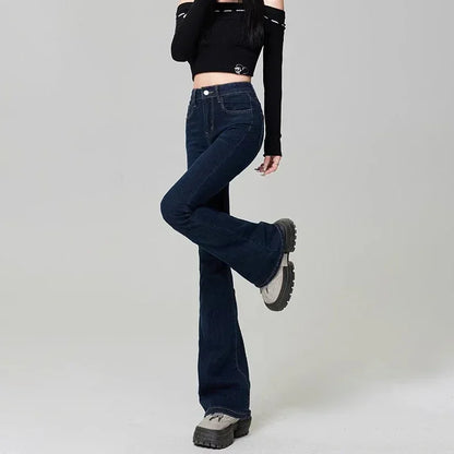 Woman High Waist Flare Jeans Girls High Street Bell Bottom Pants