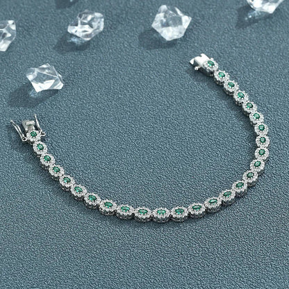 Real 18k White Gold Red Blue Green Moissanite Bracelet for Women Platinum Pt950 Single Row Diamond Simple and Versatile Gift