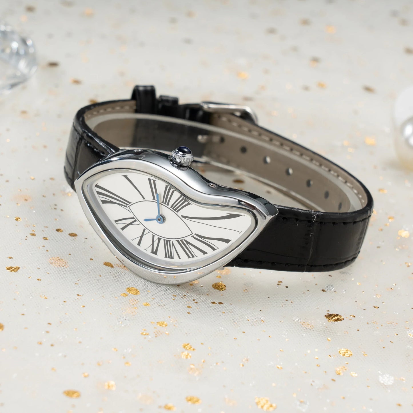 watches melt and twist y2k alien ladies and men Leather strap fashion advanced ins niche design quartz watch