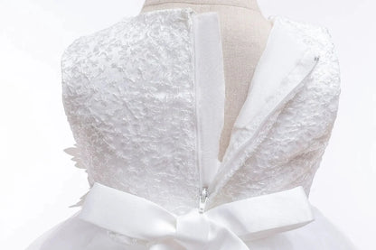 Baby Girl 1st Birthday Baptismal Wedding Dress Princess Dress With Headband Elegant Girls Party Dresses Infant Lace Evening Gown