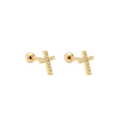 925 Sterling Silver Fashion Simple Golden Flower Beads Small Stud Earrings for Women Teen Piercing Jewelry Accessories