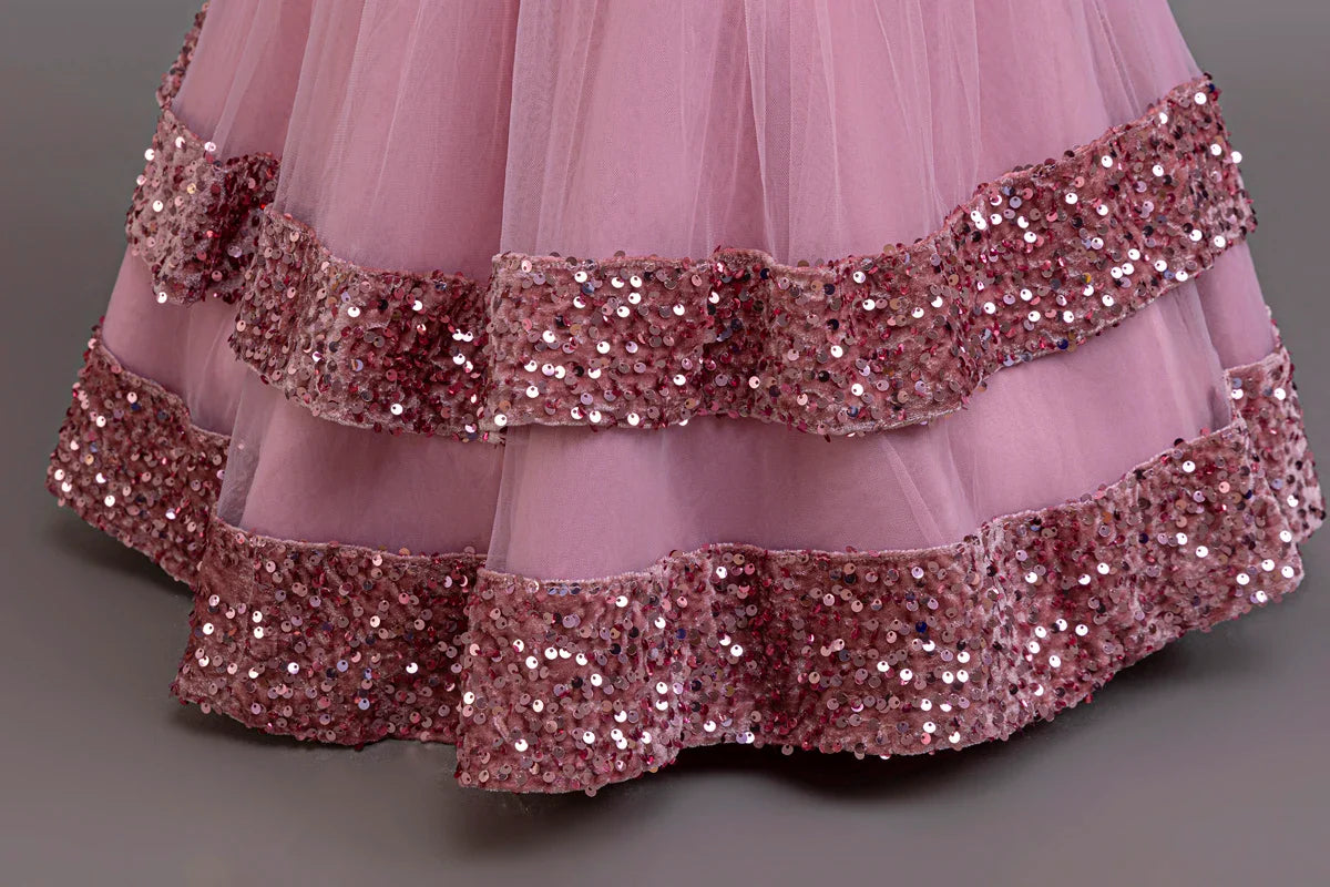 2025 New Elegant Girl Wedding Dress Sequined Mesh Princess Dress 4-12 Year Old Girl Graduation Party Prom Evening Dress
