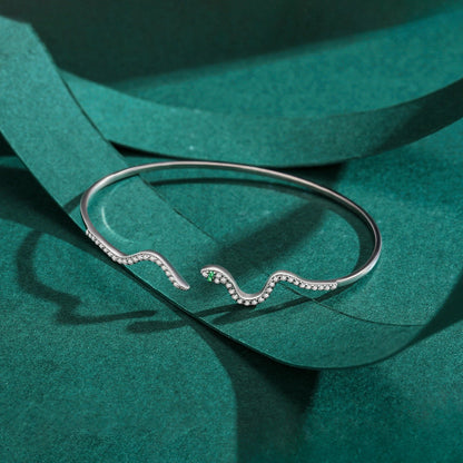 Luxury Sparkling Black Snake Bracelet 925 Sterling Silver Punk Adjustable Zirconia Bangle For Women Party Fine Jewelry