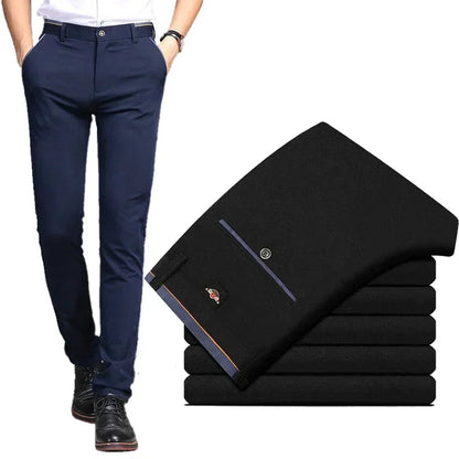 Men‘s Suit Pants Business Office Male Dress Pants Elastic Wrinkle Resistant Big Size Classic Casual Trousers Black Navy Blue