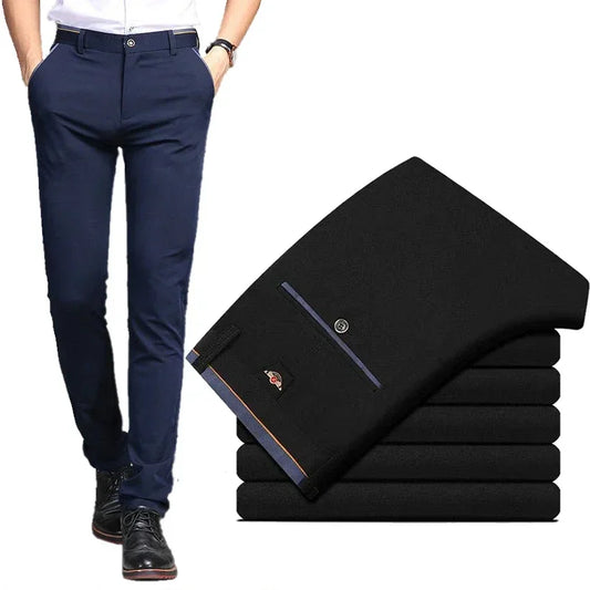 Men‘s Suit Pants Business Office Male Dress Pants Elastic Wrinkle Resistant Big Size Classic Casual Trousers Black Navy Blue