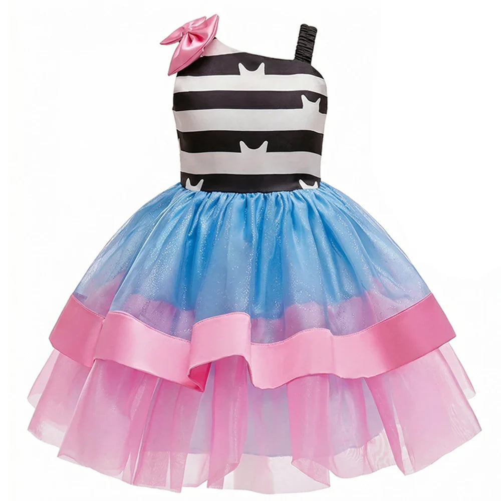 Summer Dress with Headband for Girls Gabby Cat Striped Sleeveless Dress Children Birthday Dress Gabby Dollhouse Cosplay Costume