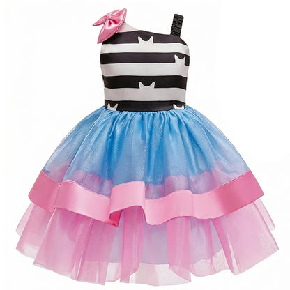 Summer Dress with Headband for Girls Gabby Cat Striped Sleeveless Dress Children Birthday Dress Gabby Dollhouse Cosplay Costume