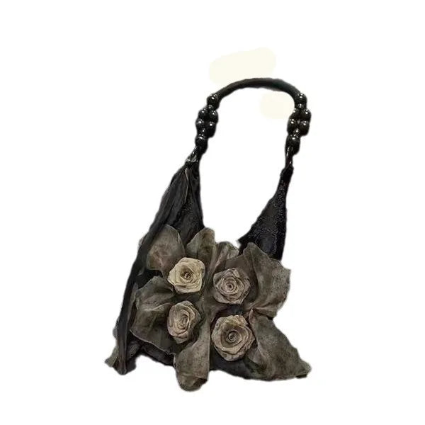 Rose Decor Shoulder Bags Fashion Commuter Tote Bags Classic Pleated Handbags High Quality Women Underarm Bags