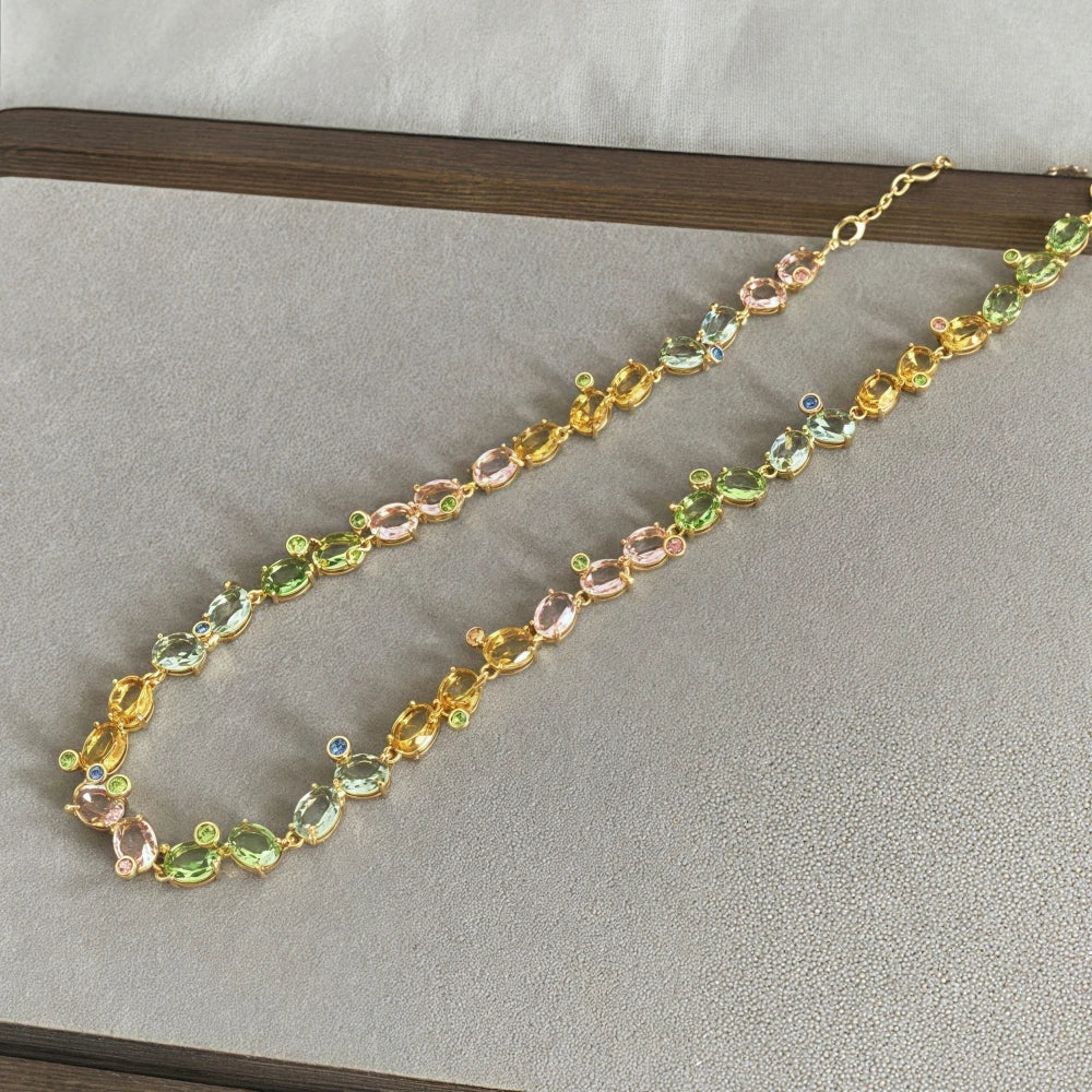 New necklaces for women's flower bracelets light luxury versatile high-end earrings niche design jewelry set