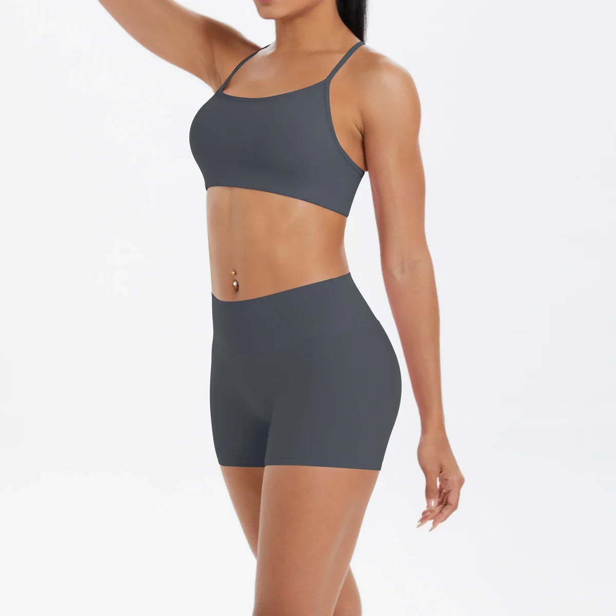 2PCS Yoga Clothes  Halter Yoga Top Set Fitness Gym Suit Crossover Back Sports Underwear Workout Gym Shorts Fitness High Waist