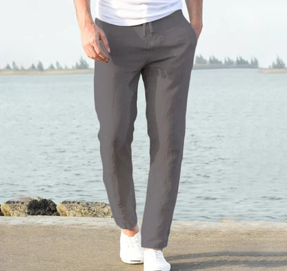 Men's cotton and linen pants, men's autumn new casual breathable solid color linen pants, fitness streetwear s-5XL