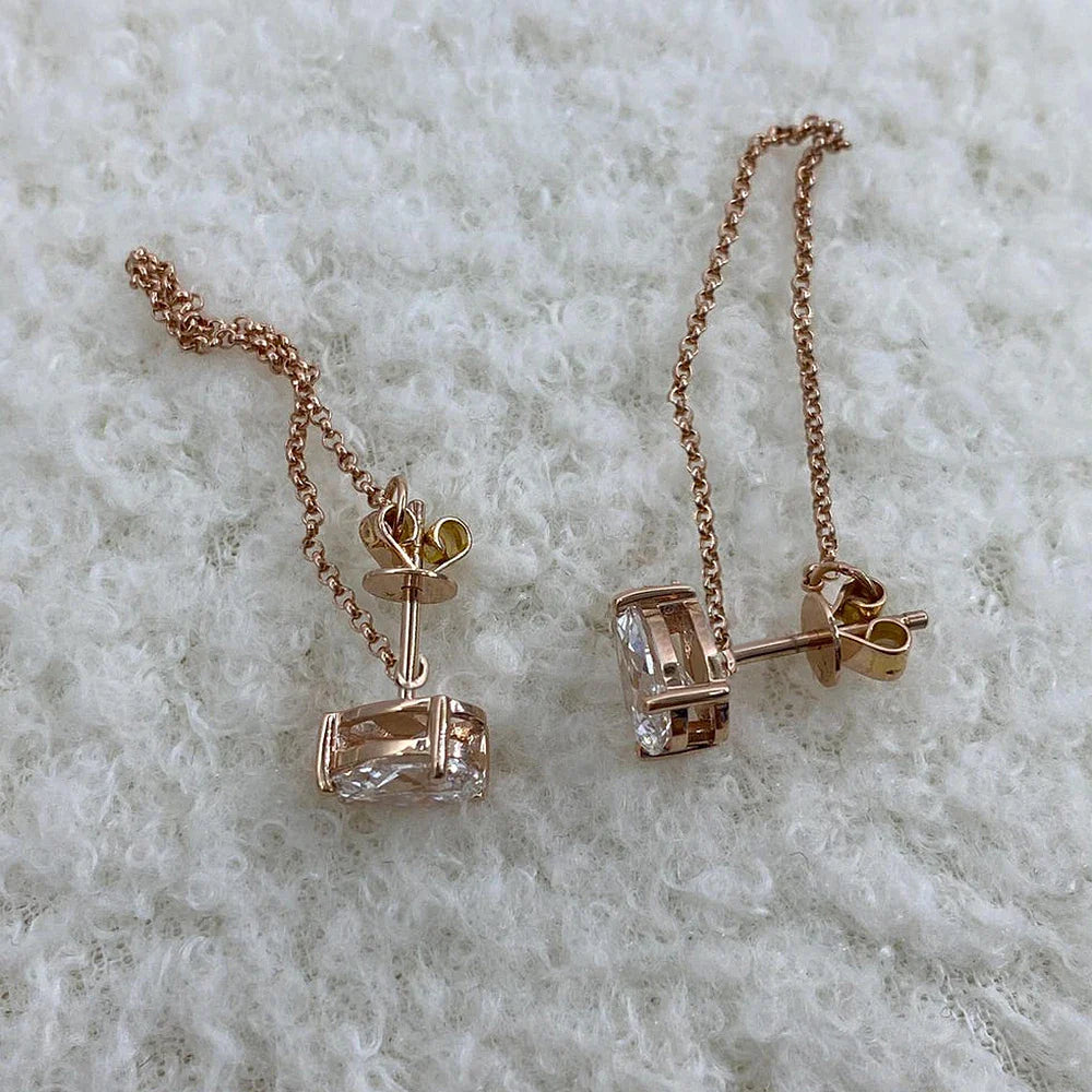 1-4carat Waterdrop Moissanite Chain Earrings for Women Pear Cut Solitaire Lab Diamond Stud/Drop Earring 925 Silver with GRA