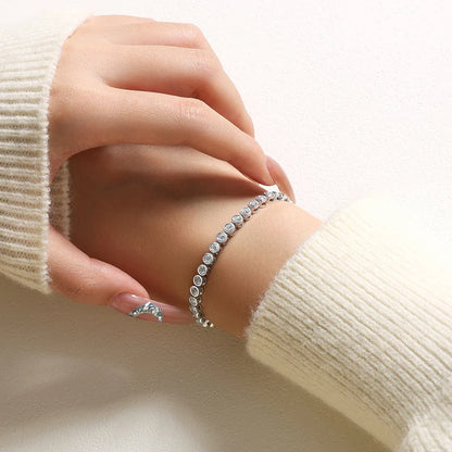 Round Cut 3mm Moissanite Tennis Bracelet 925 Sterling Silver Gold Plated Women Men's Bracelet Engagement Luxury Jewelry