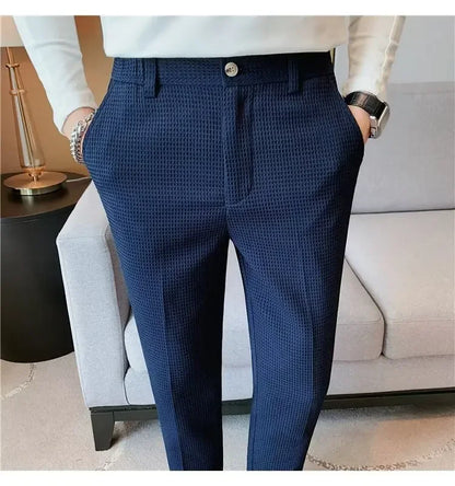 Spring Summer Men's Smart Casual Suit Pants Fashion Slim Fit Solid Color Youthful Vitality Suit Trousers Men Korean Dress Pants