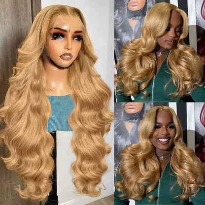 13x6 HD Lace Front Human Hair Wig 210% Density Body Wave Human Hair Wigs Colored 27# Pre Plucked Brazilian Hair
