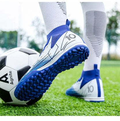 Professional Sports Soccer Shoes TF Broken Nail Teenagers Outdoors Comfortable High-Tops Training Shoes Non Slip Football Shoes