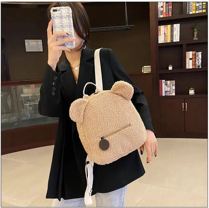 Cute Bear Plush Backpack Embroidered Name Autumn Winter Kids Outdoor Shoulder Bags Custom Personalized Children's Gift Bags