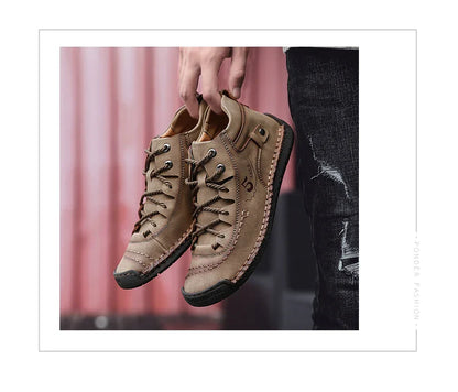 Men's Shoes Leather Unisex Walking Shoes Women Hand Stitching Outdoor Stitched Men Casual Boots