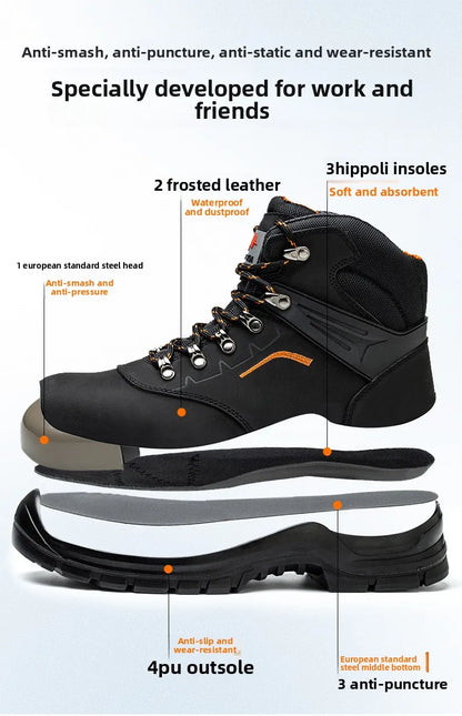 Men's Anti-Static Wear-Resistant Labor Protection Shoes Safety Smashing Protection Work Shoes for Factory Use