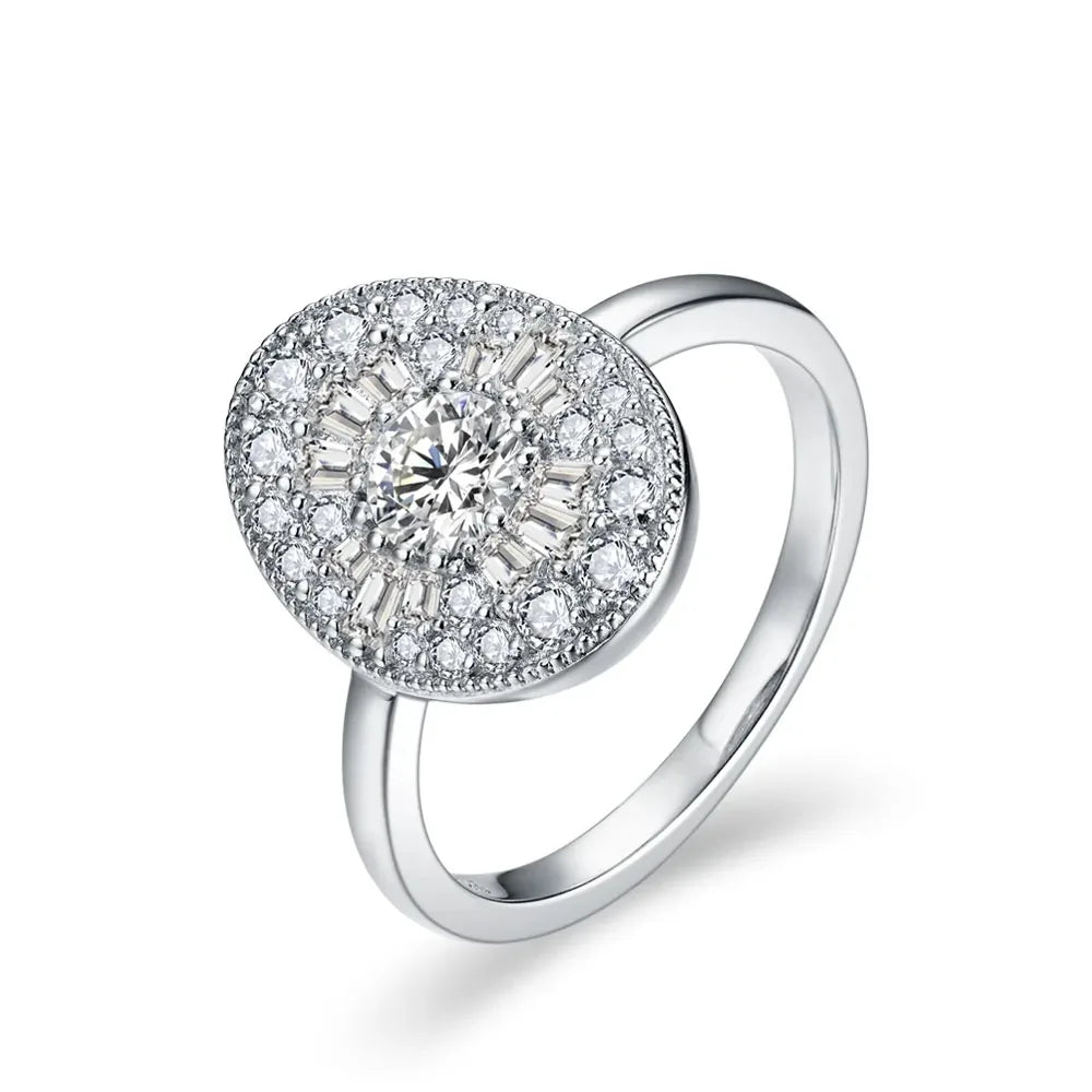 Full Moissanite Ring for Women Soild S925 Silver Round Cut Lab Diamond Engagement Fine Jewelry Gifts With Certificed