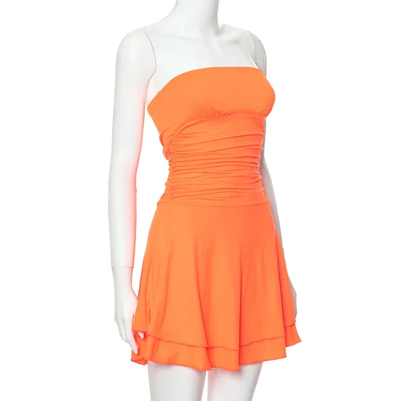 Bodycon Beach Dress For Women High Waist Slim Mini Dress Ladies Holiday Casual Off Shoulder Sexy Dress Woman 2024