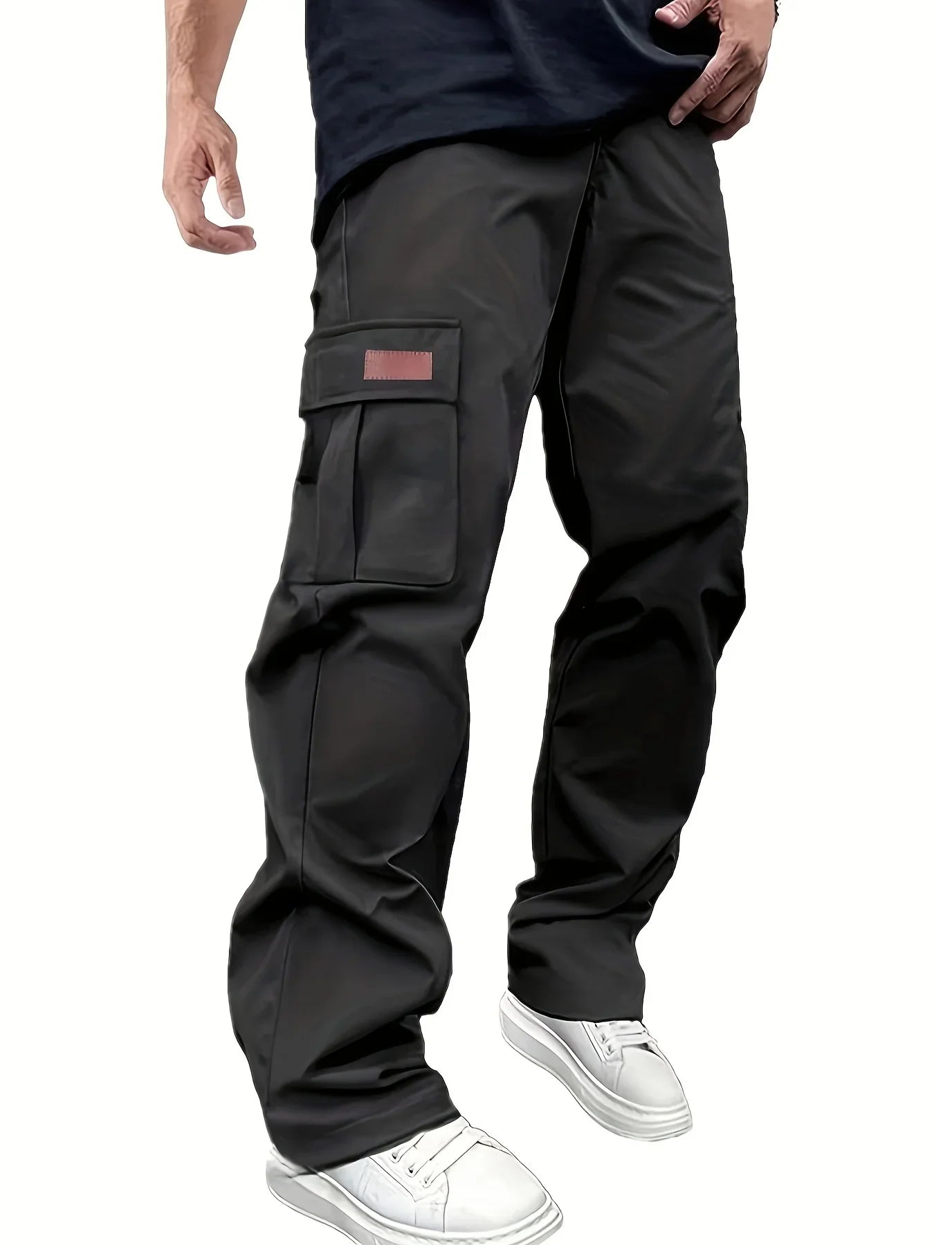 2025new men's workwear pants, European and American men's loose straight casual pants, men's workwear pocket pants