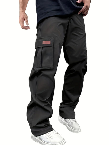 2025new men's workwear pants, European and American men's loose straight casual pants, men's workwear pocket pants