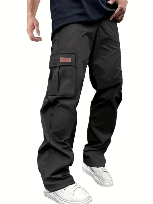 2025new men's workwear pants, European and American men's loose straight casual pants, men's workwear pocket pants