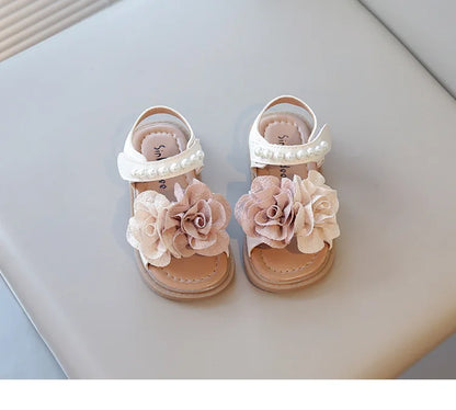 Korean Style Summer Sandals for Girls Flowers in Full Bloom Children's Beach Shoes Flexible Soft-sole Kid's Girl Sandals I060683