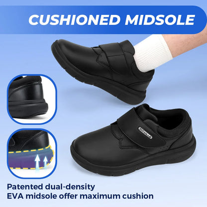 Extra Wide Men's Shoes Leather Diabetic Shoes Walking for Elder Orthopedic Toes Swollen Feet Non-Slip Arch Support