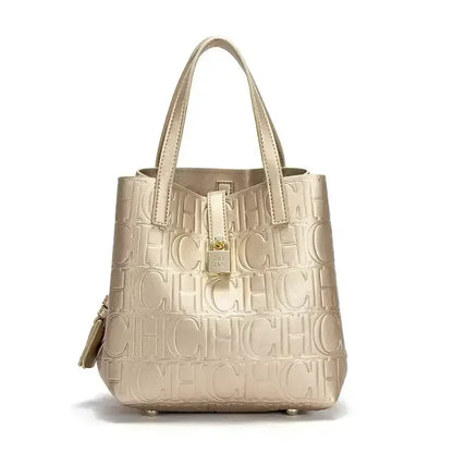 Large Capacity Handbag Luxury Brand Temperament Letter Print with Lock Design 2025 Trendy Women's Crossbody Bag