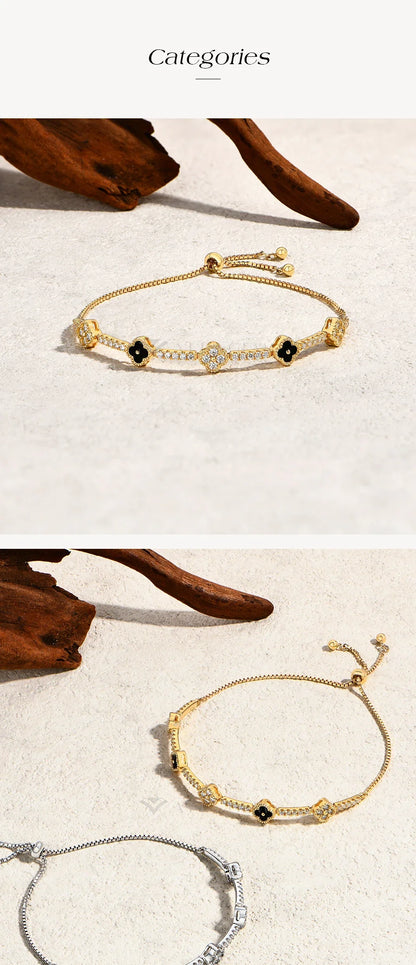 Flowers Design Moissanite Charm Bracelet For Women 925 Sterling Silver 18KGold Plated Tennis Luxury Chain Party Jewelry