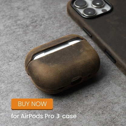 Genuine Leather Case for iPhone 17 16 15 Pro Max Magnetic PULL-UP Cowhide Phone Cover