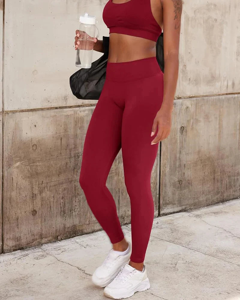 Legging Set Seamless Yoga Set Women Sportswear Scrunch Bum Gym Leggings Halter Sports Bra 2 Piece Workout Clothes