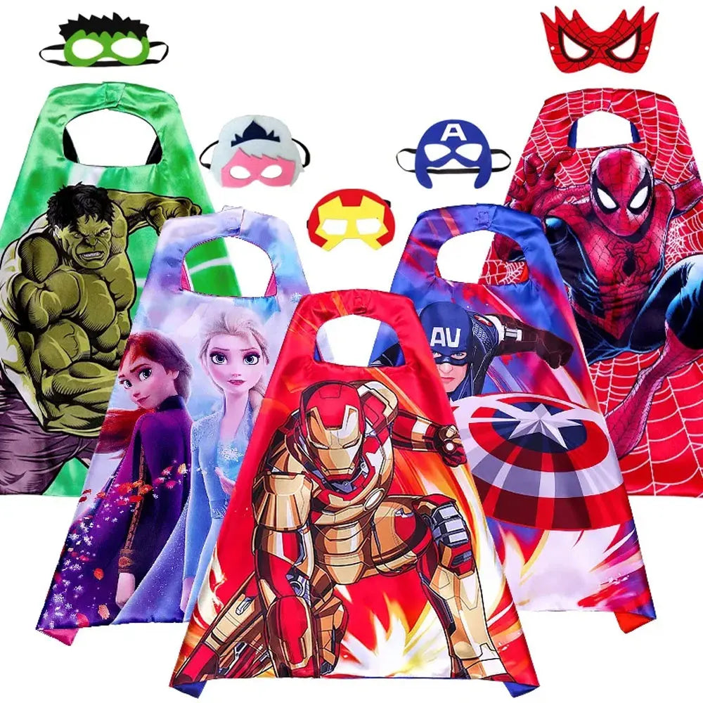 Spiderman Iron Man Children Cloak Cosplay Costume Masquerade Kids Mask Cape Thor Cape Birthday Party Gift