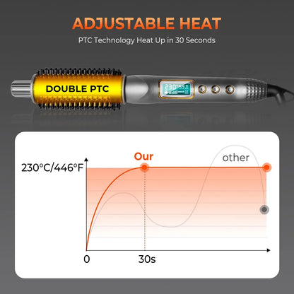 Double PTC Curling Iron Brush Ceramic Ionic Hair Curler Straightener Anti-Scald Volumizing Hair Heated Brush Electric Hot Comb