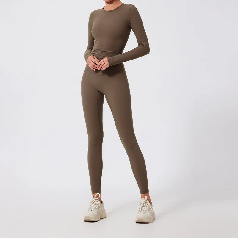 2Pcs Sets Gym Clothes Sports Outfit Suit Women Outdoors Workout Tights Set Yoga Wear Female Running Training T-Shirt