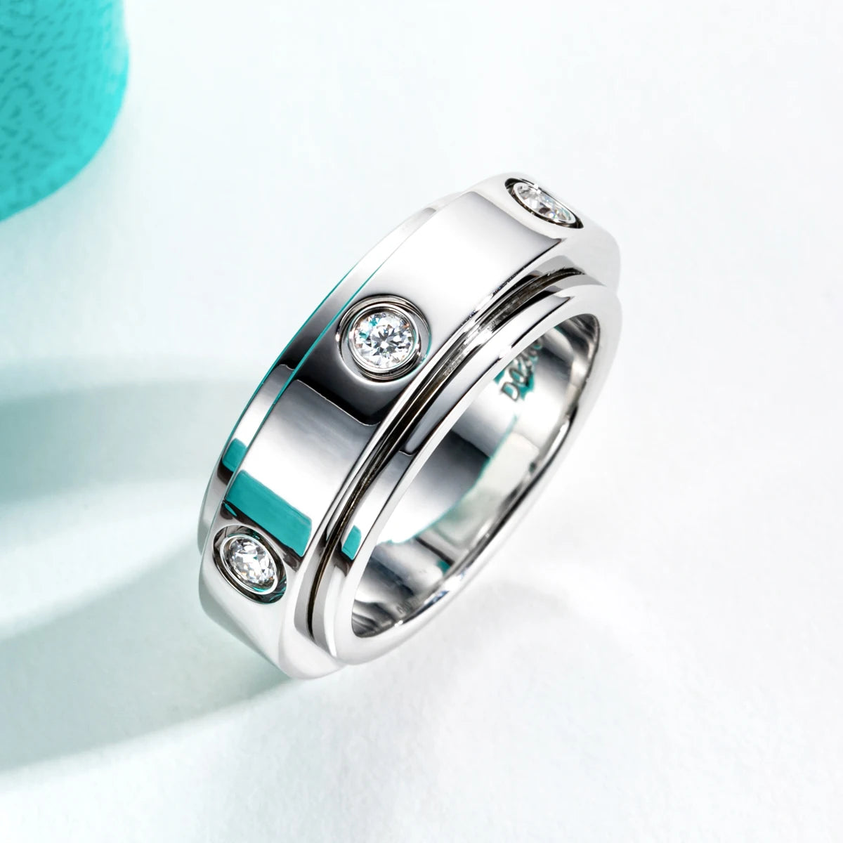 Moissanite Spinner Rings 14k Plated 2.5mm D Color VVS1 Moissanite Wedding Band Fidget Spinners Rings Unzip Jewelry