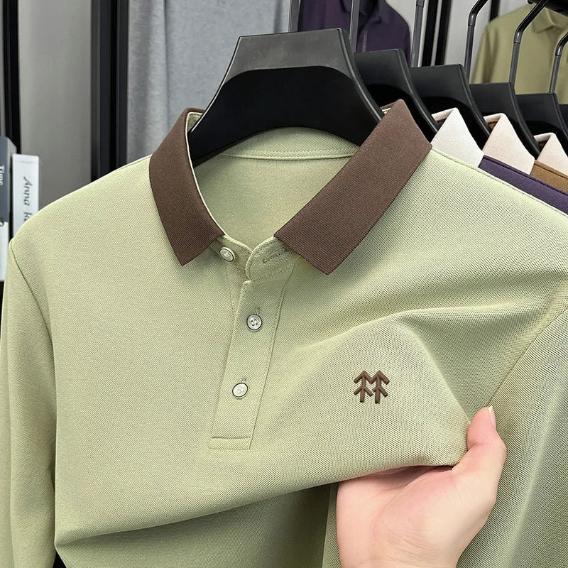 Design Brand Men's Polo Shirt Lapel Exquisite Embroid Long Sleeve Autumn New Breathable T-Shirt Business Leisure Trend Men'swear