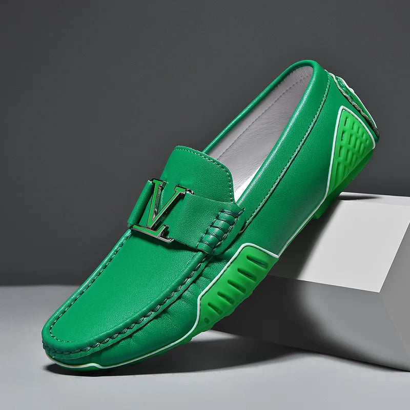 High Quality Men's Casual Leather Shoes Cowhide Loafers Soft Luxury Pea Shoes Color Genuine Leather Men's Flats Driving Shoes