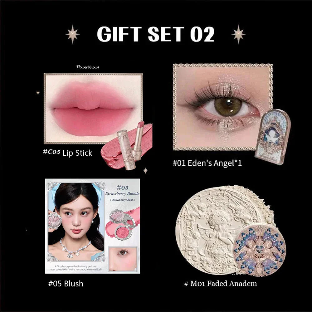 Little Angel Collection Makeup Gift Box Eyeshadow Blush Cream Matte Lipstick Highlighter Full Kit All In One