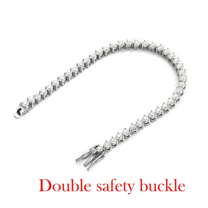 3 Claws D VVS1 Zircon/Moissanite Tennis Bracelet for Women Full Diamond Luxury Chain S925 Sterling Silver Plated Platinum