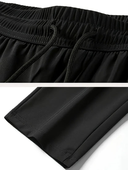 2Pcs Unisex Quick-drying Sweatpants Moisture-wicking Ice Fiber Elastic Waistband Breathable Straight Running Casual Baggy Pants