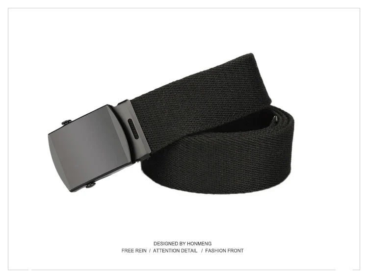New Unisex Automatic Buckle Fashion Nylon Belt Classic Popular Casual Light Practical Woven Smooth Women Men Canvas Belt 3.8cm
