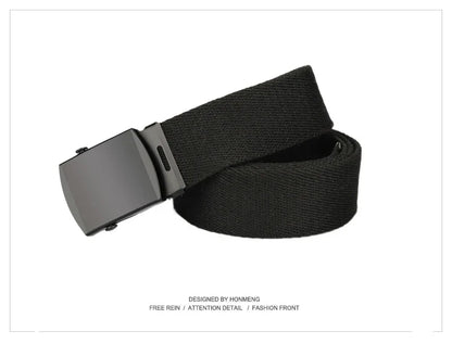 New Unisex Automatic Buckle Fashion Nylon Belt Classic Popular Casual Light Practical Woven Smooth Women Men Canvas Belt 3.8cm